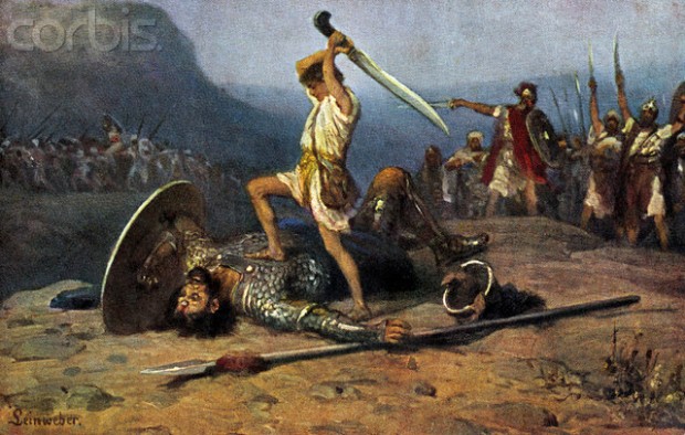 David hugger hodet av Goliat